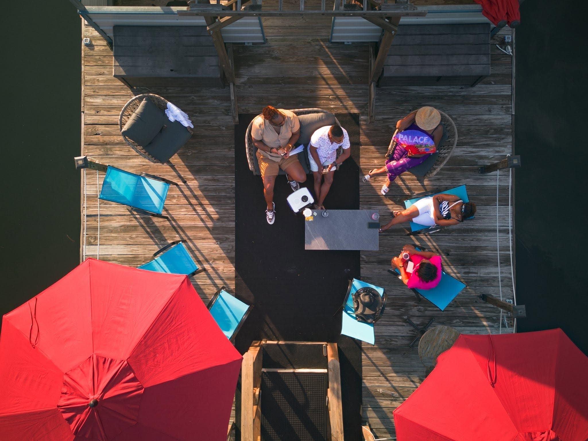 A ceremony aboard the The Grand Island party barge